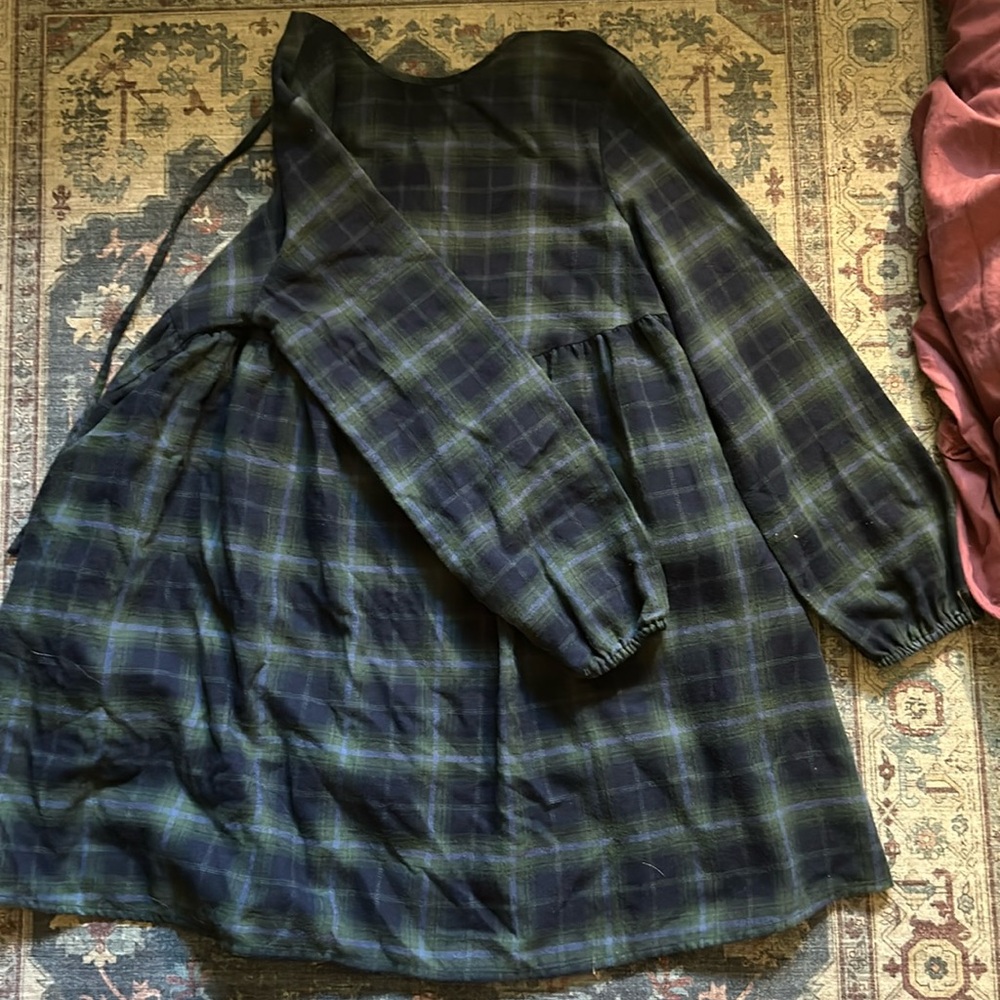 Green plaid dress